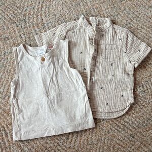 Rylee + Cru Cream Button-Up Shirt and Tank Top Set